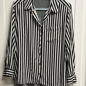 Black and White Striped Women's Top